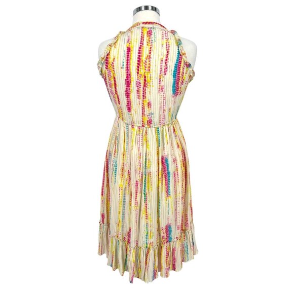 Black Tape Metallic Striped Sleeveless Tie-Dye Midi Dress Yellow Gold Size Small - Picture 6 of 13